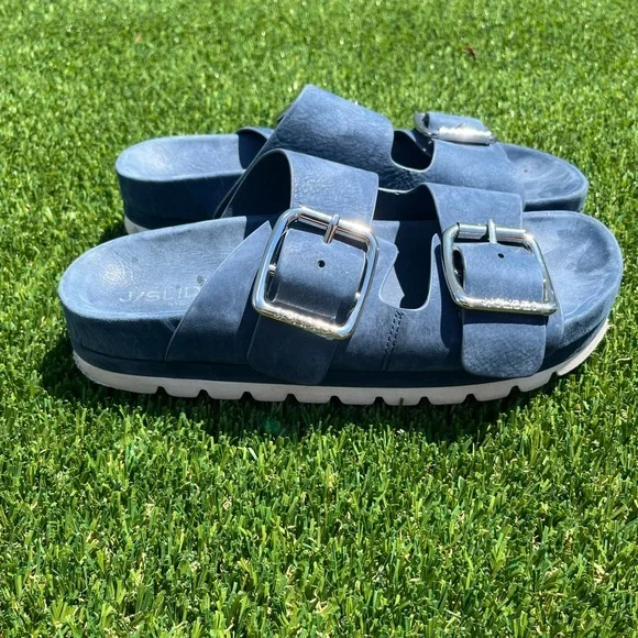 J/Slides ROGET SLIDE SANDAL IN NAVY NUBUCK Size 7 - Picture 9 of 10